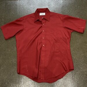 Vintage Sears Shirt Mens 16.5 Red Perma-Prest Ultressa Short Sleeve 70s